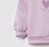 SFR Gliter Heart Down Shoulder Lavender Short Fleece Sweartshirt 9937