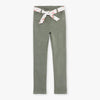 SM Textured Green Contrast Belt Pant 10795
