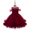 CN Frill Bottom Beads & Flowers Red Fancy Frock 11018