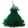 CN Frill Bottom Beads & Flowers Green Fancy Frock 11022