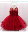 PP Floral Bokeh Front Red Fancy Frock 11013