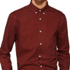 ZR Man Printed Long Sleeve Oxford Maroon Slim Fit Shirt