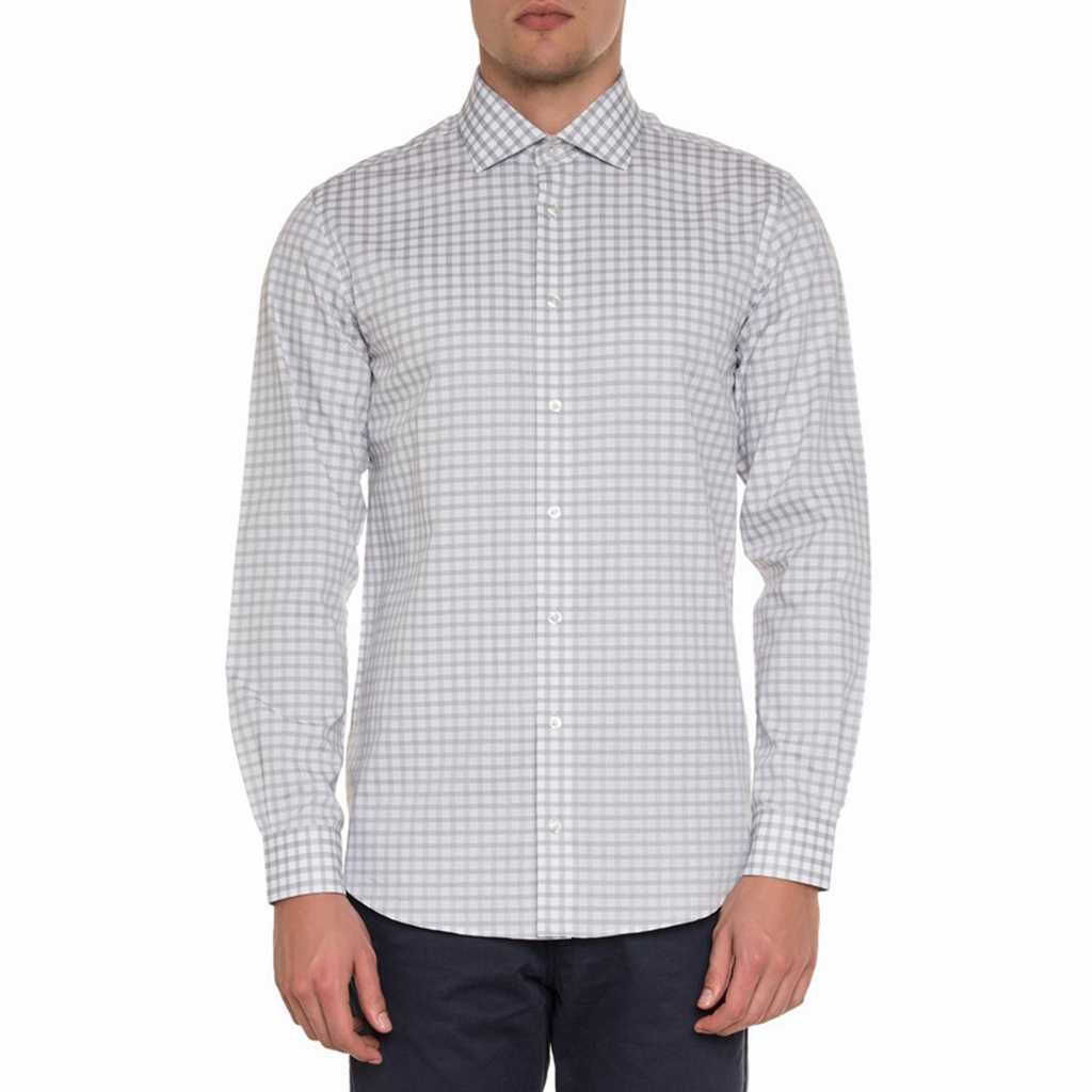 DJ  Slim Fit Grey Check Cotton Casual Shirt 8864