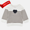 IR Black Heart With Brown Stripes White Sweatshirt 2985