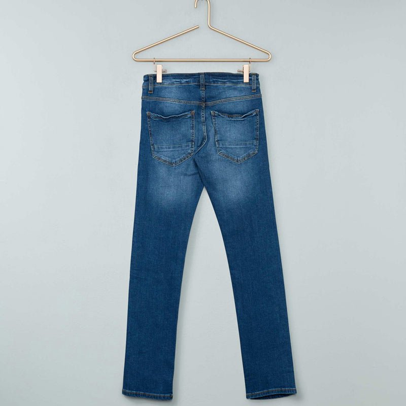 KB Men Medium Blue Worn Effect Slim Stretch Jeans