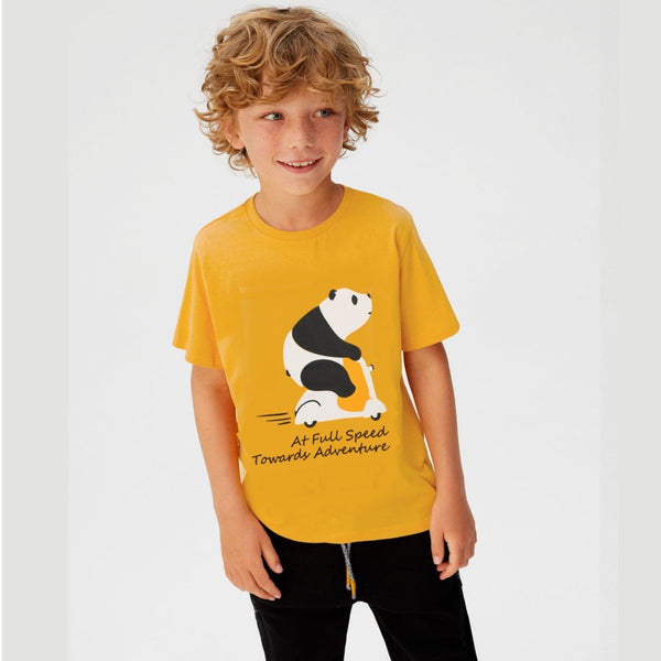 B.X Towards Adventure Panda Mango Yellow Tshirt 4839