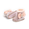 MPW Side Pearls Bow Velvet Peach  Fur Soft Bottom Shoes 10365