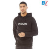 FC Front White Print Black Fleece Hoodie 10045