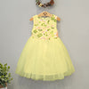 YB Fancy Embroidered Lemon Yellow Frock With Bag(T81003)