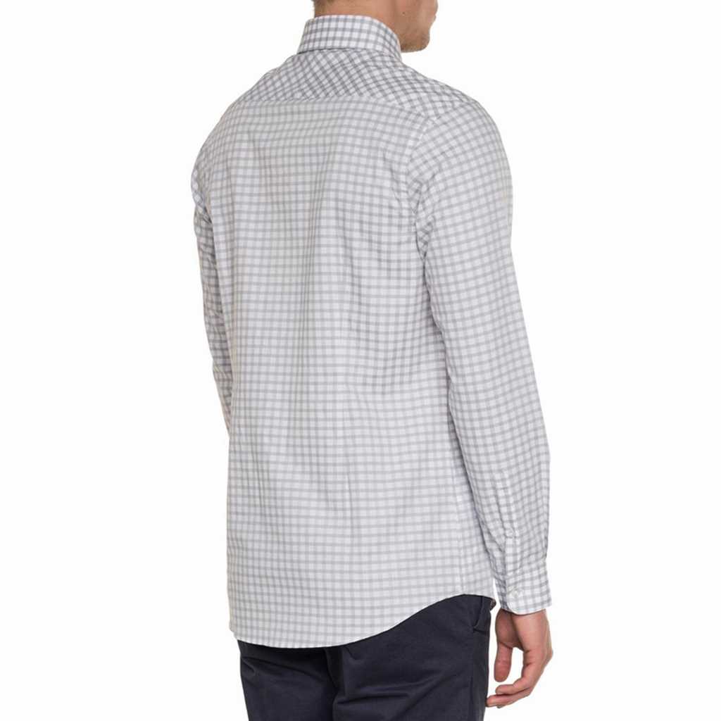 DJ  Slim Fit Grey Check Cotton Casual Shirt 8864