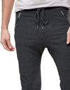 P&B Skinny Jogging Dark Grey Black Belt Plush Trouser