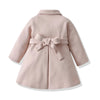 CN Front Button Style Beige Warm Dress Coat With Bow Belt 10539