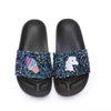 Shimmering Stones Unicorn Black Slippers 2393