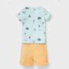 CA Printed Beech Aqua Blue T-Shirt & Shorts Set 8802