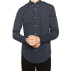 ZR Man Printed Long Sleeve Oxford Navy Blue Slim Fit Shirt