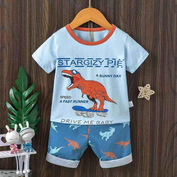 JI Stargizy Dino Light Blue 2 Piece Long Nikkar Set 4541