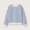 MNG Down Shoulder White And Blue Stripes Sweatshirt 9875