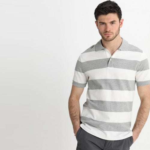 GAP Rugby Grey Stripe Pique Basic Polo Shirt (Label Removed) 3386