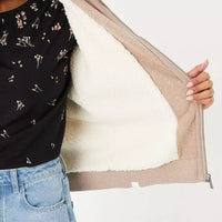 FF Warm complete inside sherpa cream Beige zipper hoodie 10591