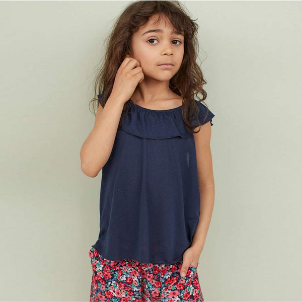 H&M Ruffle Navy Blue Top 11761