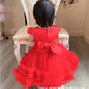 CN Front Bow Flare Bottom Red Fancy Frock 10725