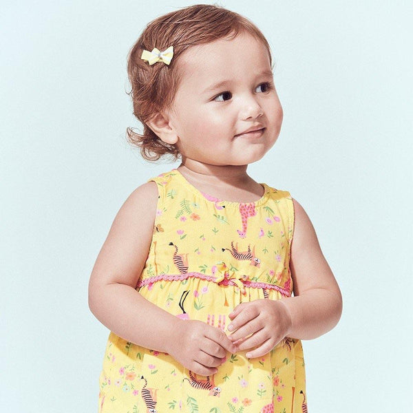 CRT Jungle Animals Print Loose Flare Yellow Top 4075