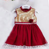TSNO Golden Sequin & Flower Maroon Frock 10738