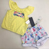 CNP Embossed Tommy Flower Yellow 2 Piece Shorts Set 10855