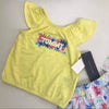 CNP Embossed Tommy Flower Yellow 2 Piece Shorts Set 10855