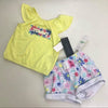 CNP Embossed Tommy Flower Yellow 2 Piece Shorts Set 10855