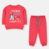 B.X Warm And Cozy In Jammies Penguin Print Shocking Pink Track Suit 8477