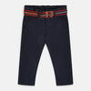 LSN Contrast Belt & Pocket Navy Blue Cotton Pant 7067