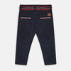 LSN Contrast Belt & Pocket Navy Blue Cotton Pant 7067