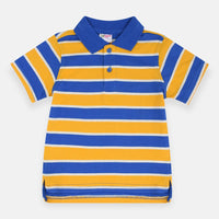 PNL Yellow and R.Blue Stripes Cotton Polo 1531