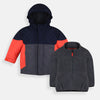 PLC Color block Orange With Blue Puffer Jacket With Inner Fleece 7955