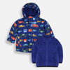 PLC All Over Cars Print Blue Puffer Jacket With Inner Fleece 7953