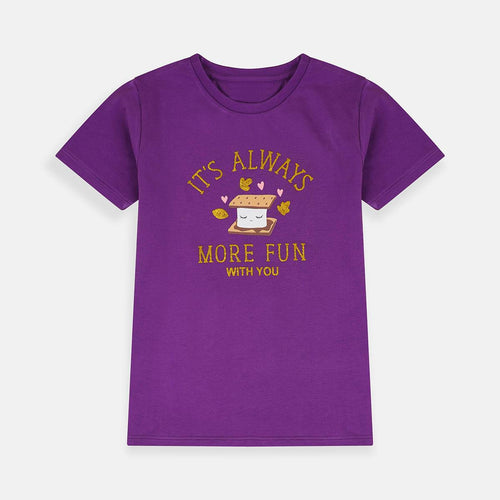 B.X Glitter Always More Fun Purple Tshirt 7072