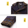 XL Multi Blue & Mustard Double Button Warm Woolen Coat 10527