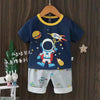 Spaceman Navy Blue & Grey 2 PC Long Shorts Set 9692