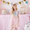VKT Rainbow Chest Star Bottom Pink Frill Frock 8719