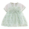 CN All Over Flower Print Bow Style Apple Green Frock 11076