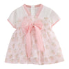 CN All Over Flower Print Bow Style Pink Frock 11077
