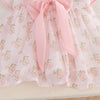 CN All Over Flower Print Bow Style Pink Frock 11077