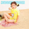 The Sweet Cat Floral Yellow Jump Swimsuit With Cap 9736