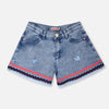 OM ZigZag Rough Bottom Girls Denim Blue Shorts 10794
