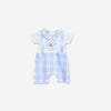 SB Life An Adventure Embroided Check Blue Suiting Romper 11204