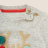 MS Embroided Pom Pom Penguine Grey Sweater 7845