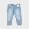 OM Light Blue Jeans With Pink Bow 1014