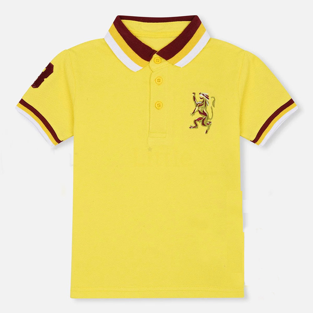 GRD Embroided Lion Logo Neon Yellow Polo Shirt 11104